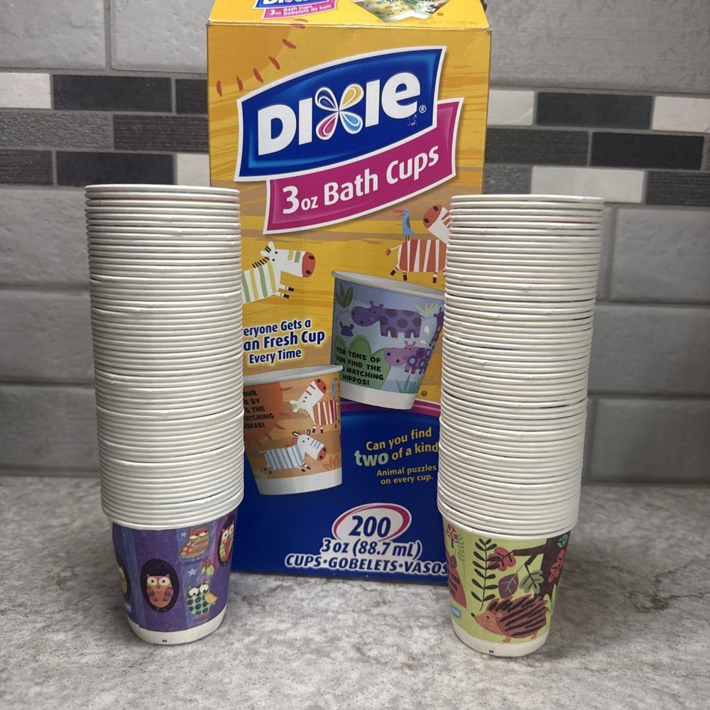 Dixie Disposable Find Match Animal Puzzles 3 oz 120 Paper Bath Cups Open Box